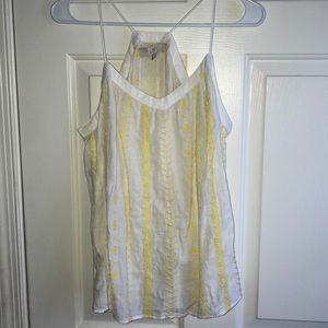 COPY - Ann Taylor LOFT white tank w/ yellow stitc…